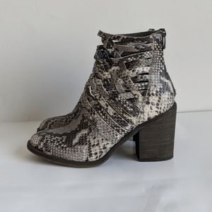 Free People Carrera Snakeskin Leather Woven Booties
